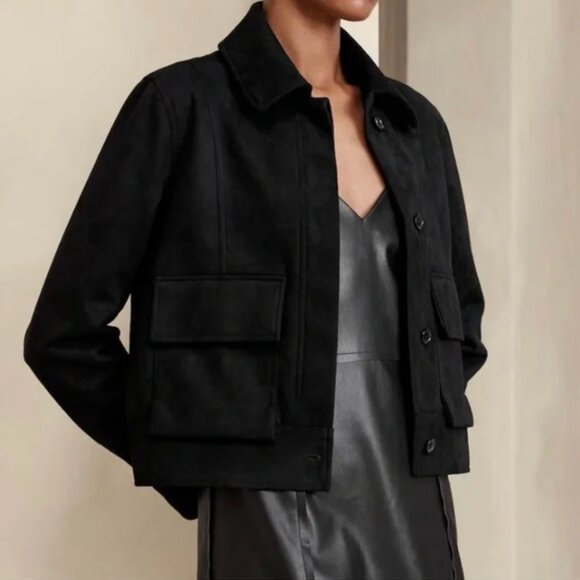 Banana Republic Factory Jackets & Blazers - Banana Republic Factory Vegan Suede Chore Jacket Women's Small Black